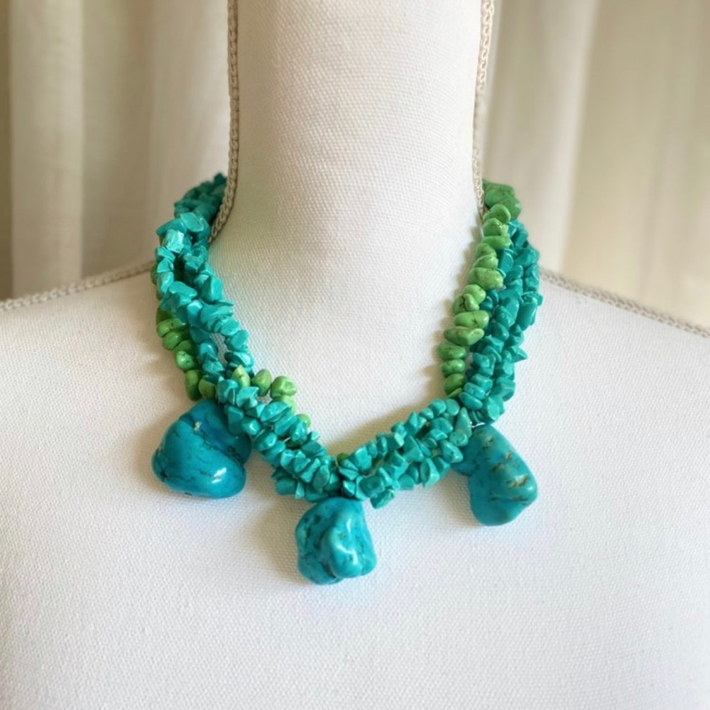Dust Chunky Multi Strand Turquoise Necklace